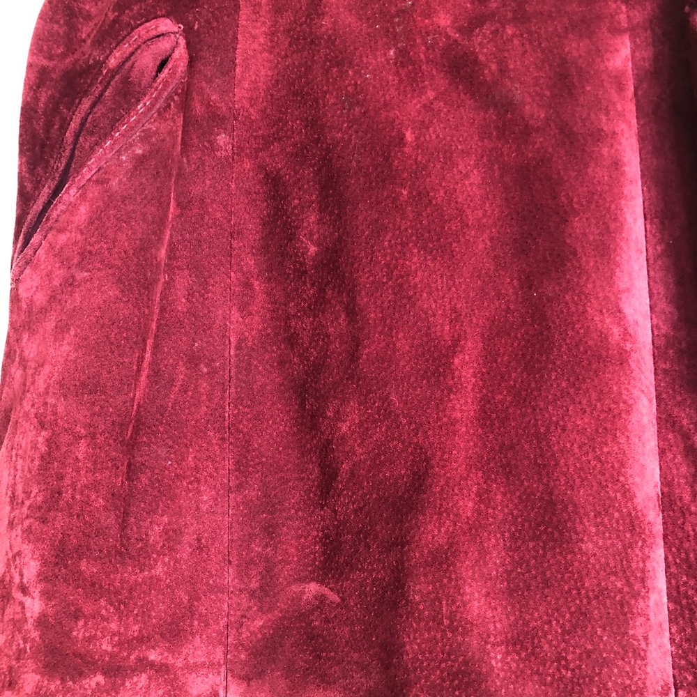 Vintage Genuine Leather Deep Red High Waisted Pencil Skirt 0 - Picture 11 of 16